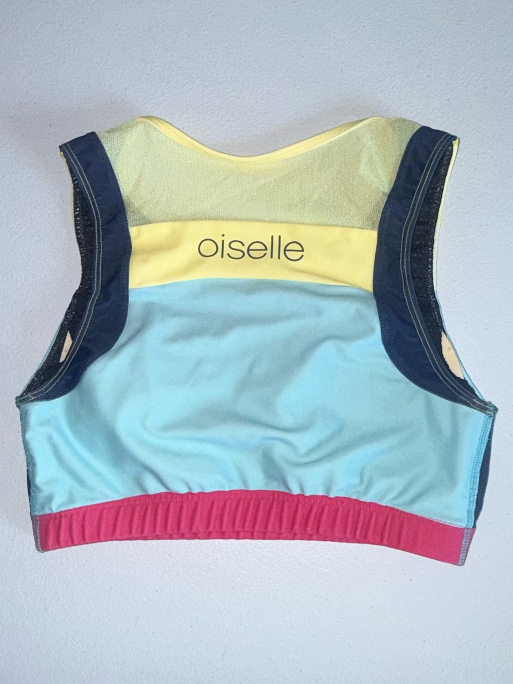 Oiselle Colorblock Sports Bra Crop Top Running Racerback Activewear Medium -pads - Picture 2 of 7